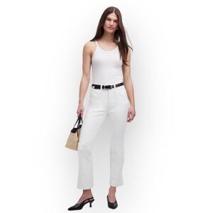 Madewell Curvy Kick Out Crop Jeans Women's T28 White Mid Rise Cotton 5 Pocket